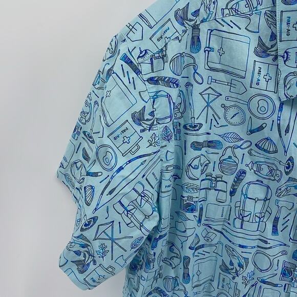 Columbia regular fit camping gear novelty print short sleeve button up shirt XL - Picture 3 of 6